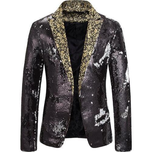 Shiny Black Sliver Sequin Tuxedo Suit Blazer Men Wedding Groom Prom Suit Jacket DJ Nightclub Blazer Hombre Stage Singer Costume Homme