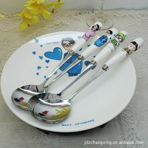 [Chang] Korean ceramic tableware / mascot one person / bone handle stainless steel spoon / spoon fork