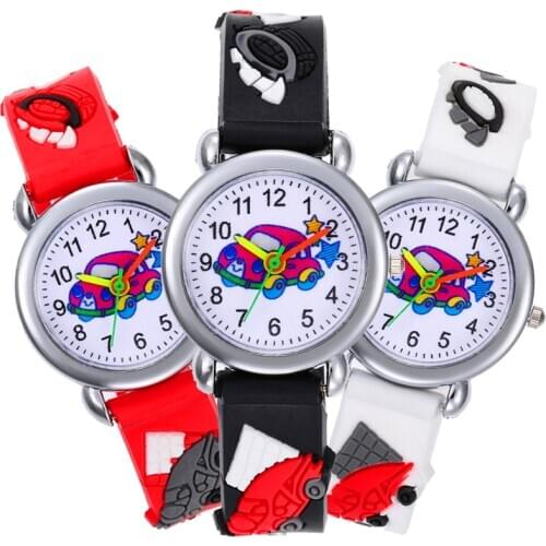 Black Car Cartoon Kids Watches Soft Silicone Band Digital Quartz Children Watch for Boys Girls Gift Baby Clock Relogio Infantil