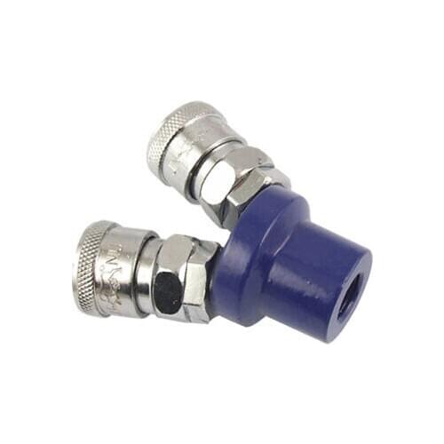 2 Way Air Hose Pass Quick Coupler w Aluminum Socket