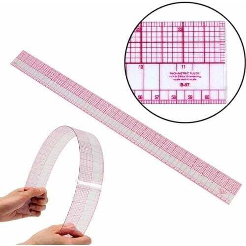 JX-LCLYL New B-97 60cm 24" * 2" Inch & Metric Ruler With Protractor For Pattern Making