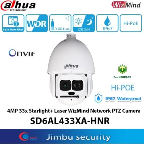 Dahua 4MP PTZ Camera Starlight+ Laser SD6AL433XA-HNR Hi-PoE 33x optical zoom Starlight+ technology Laser distance up to 550 m
