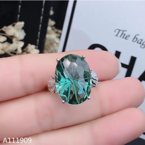 KJJEAXCMY boutique jewelry 925 sterling silver inlaid Green crystal gem womens luxury ring high quality