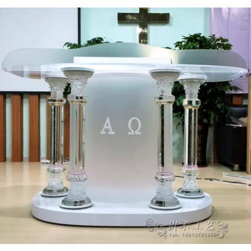 Speaker Podium Church Pulpit Decorations Crystal Column Podium Standard Podium Size 120*55*120 CM
