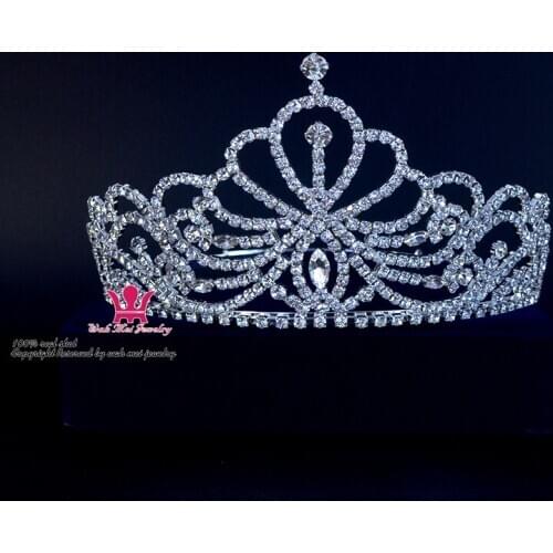 Miss beauty contest crown tiara high-quality rhinestone tiara bridal wedding hair accessories accessories adjustable tiara02238