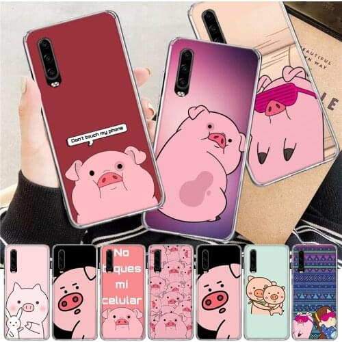 Cute PINK Kawai Pig Soft Cover Phone Case For Huawei P30 P20 P10 P40 Mate 30 20 10 Pro Lite P Smart Z Plus + Gift Coque Shell