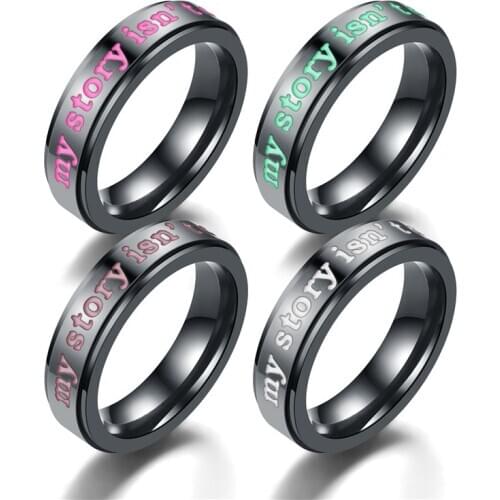 My Story is Not over Yet Mens Womens Stainless Steel Letter Ring Size 4-16
