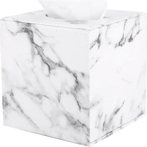 Marble Square Square Tissue Box PU Leather Roll Paper Holder Toilet Paper Box Napkin Paper Box Cover Locker Towel Box