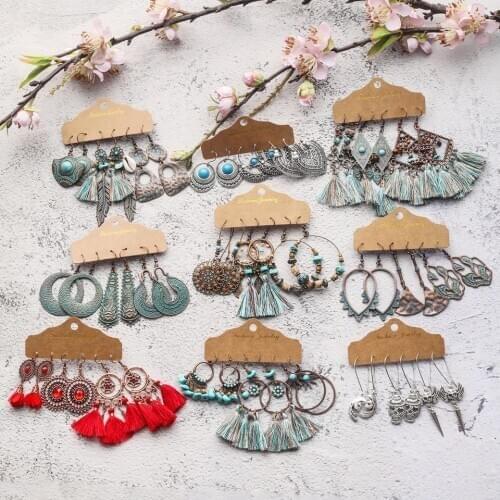 Fashion 2020 Vintage Boho Jewelry Accessories Set of Earrings for Women Anniversary Birthday Christmas Gift