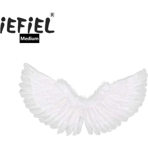 Newest Fashion White Feather Angel Wings for Dance Party Cosplay Costume Stage Show Masquerade Carnival Holiday Fancy Dress