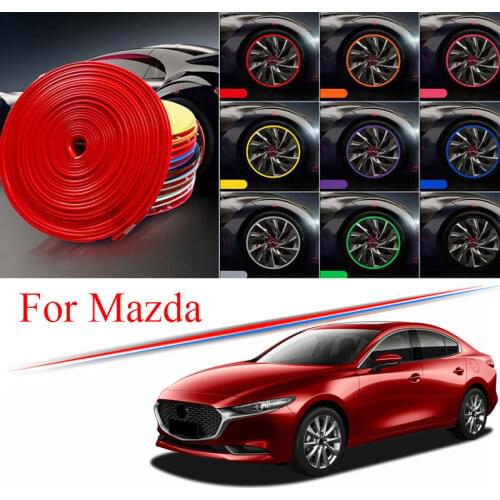 9 Colors Car Wheel Hub Rim for Mazda 2 3 5 6 CX-3 MX-5 RX-7 CX-30 RX-8 Edge Protector Ring Tire Strip Guard Rubber Decals 8M