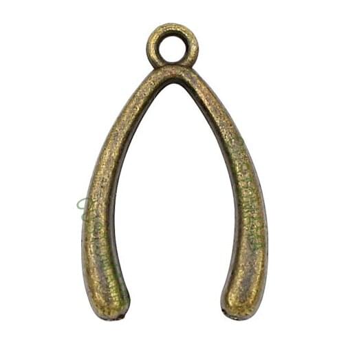 60pcs-Wishbone charms, Antique Bronze 2 Sided Wish Bone Charm Pendant 15x24mm