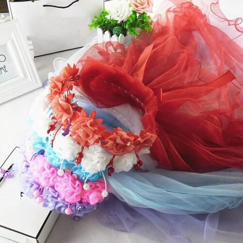 Princess Girls Veil Flower Veil Headband Wedding Headwear Hair Wear Holiday for Kids Birthday Photograph Performance Party