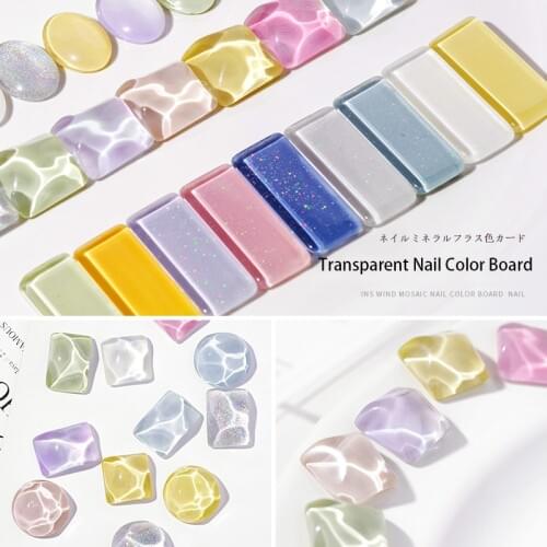 40pcs Transparent Glass Nail Art Display for Showing Gel Polish Designs Nail Color Board Tips Card Japanese Style Manicure Tools