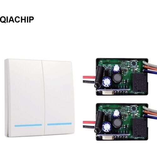 QIACHIP 433Mhz DC 6V 24V Receiver Smart Switch Wireless Transmitter Switch Light RF Remote Control Switch Wall Panel 86 Type