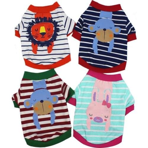 Dogs Clothes New Cute Dog Clothes Dog Costume Puppy Printing T Shirt Clothes Lapel Stripe Cotton Pet Clothes Hot Ropa Perro