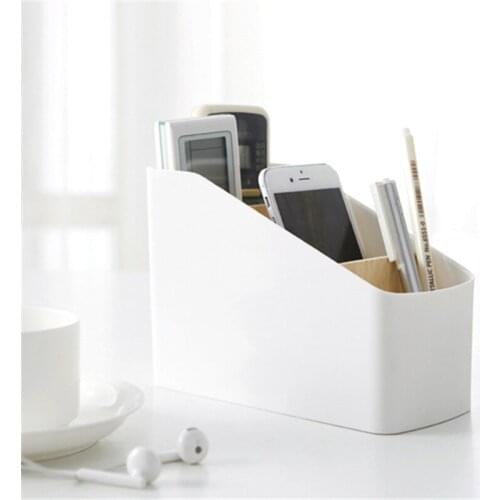 Modern Simple Cute Coffee Table Remote Control Storage Box Bathroom Desktop Detachable Solid Wood Partition with 4 Compartments