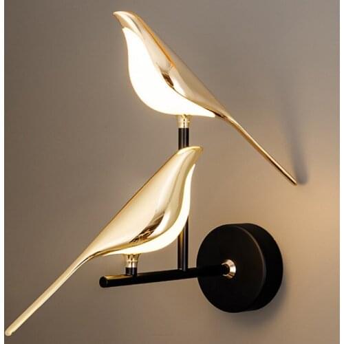 LED Magpie Creative Bird Wall Lamp Balcony Living Room Bedroom Bedside Lamp Hotel Room Decoration Lighting Nordic Minimalist Art