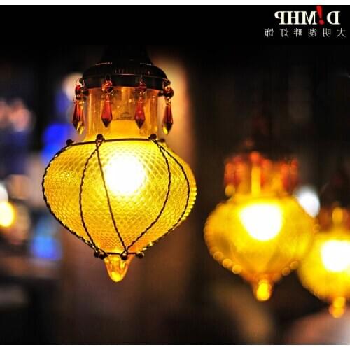 Mediterranean Style Decoration Handmade Turkish Pendant Light Glass Shades Mosaic Pendant Lamp For Bar Coffee Shop E14 lampen