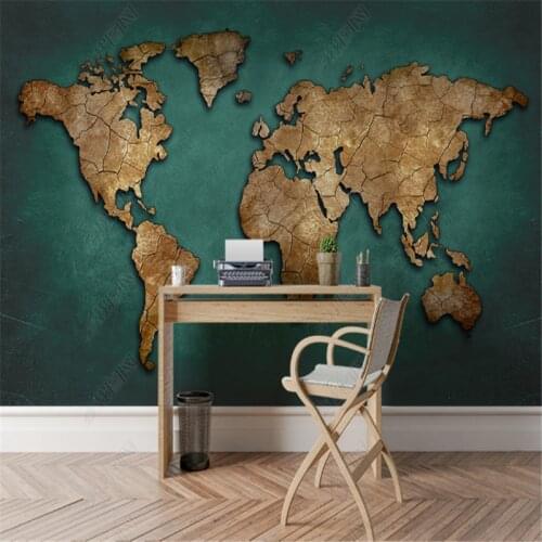 Custom Vintage Cracked Wallpaper for Living Room World Map Dining Room Living Room Background Wall Paper Mural Papel De Parede
