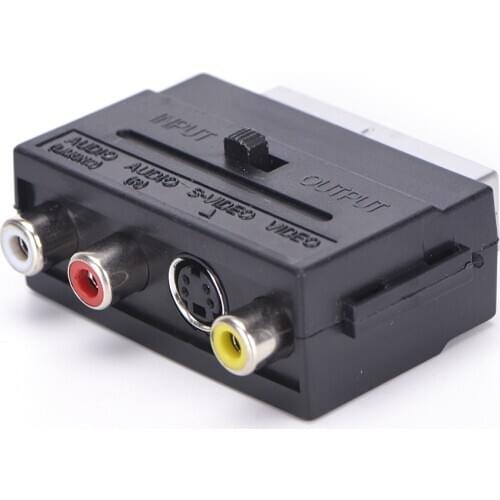High Quality 1 x 21 Pins SCART Male Plug To 3 RCA Female AV TV Audio Video Adaptor Converter SD&HI