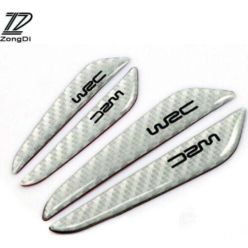 ZD 4pcs Carbon Fiber Car Door Protection Stickers For Lada Granta Vesta Kalina Renault Duster Logan Captur Kia Rio Ceed Sportage