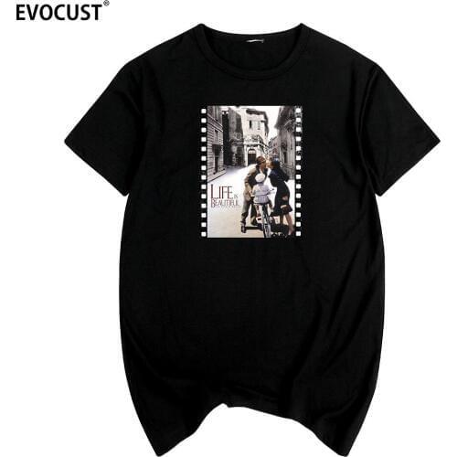 La vita e bella life is beautiful movie poster Summer print T-shirt Cotton Men T shirt New women TEE
