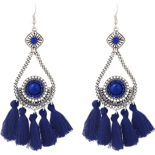 LOVBEAFAS Fashion Geometric Earrings Ethnic Boho Drop Long Tassel Earrings For Women Crystal Maxi Brinco Drop Vintage Jewelry