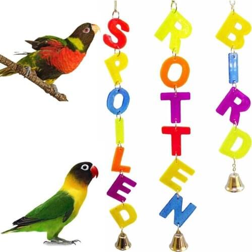 1Pcs Pet Parrot Bite Toy Bird Toy Letter Multicolor Building Block Pull With Bell Chewing Toys Pet Toy