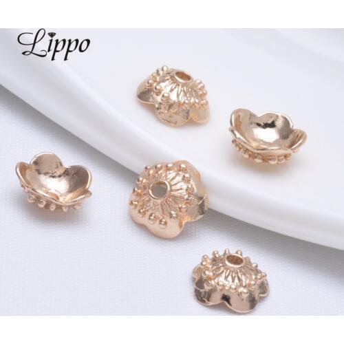 20pcs Bead Cap 24k gold color copper big beads caps