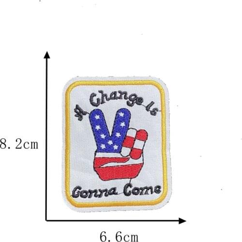 5PCS square Patches hand YES picture patches for clothing Accessories Cheap Embroidered iron on patches Applique Accessorics