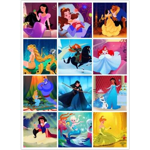 Disney 5D DIY Diamond Painting Q Version of Each Movie Classic Scene Round Diamond Embroidery Exquisite Home Decoration Artifact