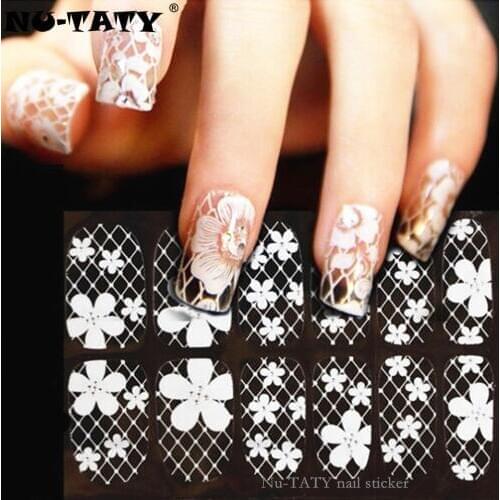 Nu-TATY White Lace Art Nail Sticker 16 Model 12pcs/set Decals Summer style makeup gel polish beauty tools french manicure