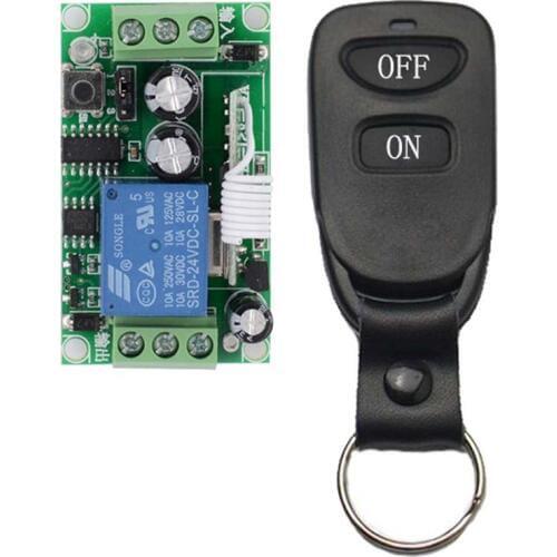 Wireless Remote Control Light Switch 10A Relay Output Radio 24V 1 Channel Receiver Module + 50-500M Transmitter
