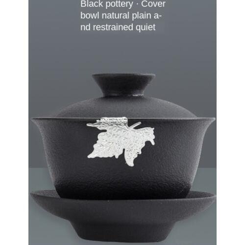 Black Pottery Tea Tureen Stoneware Household Japanese Style Retro Zen Style Tureen Bowl Sopera De CeramicaGaiwan Gift for Friend