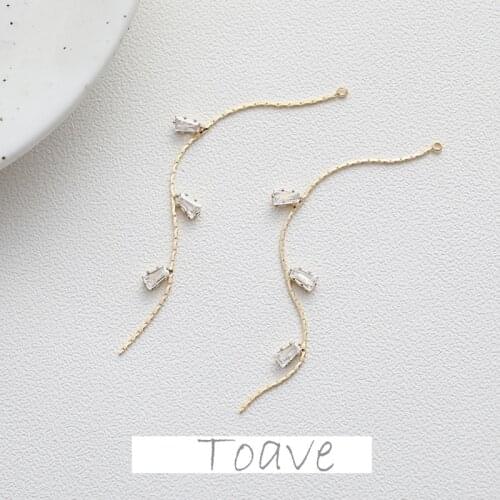 Color Preserving Zircon Rectangle Diamond Chain Tassel DIY Earring Earring Material Accessories