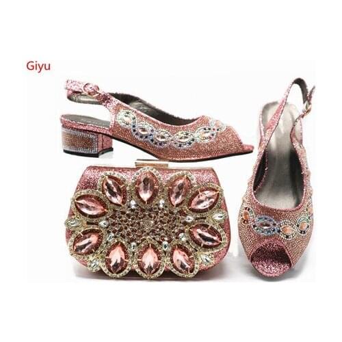 Doershow beautiful 2019new coming Italian matching shoe and bag set african wedding teal shoe and bag sets for women!SHJ1-19