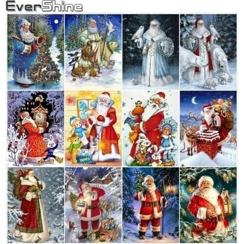 Evershine DIY 5D Diamond Embroidery Christmas Pictures Of Rhinestones Diamond Painting Full Square Santa Claus Holiday Gift