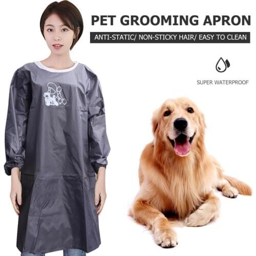 Long Sleeve Working Clothes Apron Antistatic Apron Waterproof Pet Groomer Apron For Man Woman Home Shop Kitchen (Free Size)