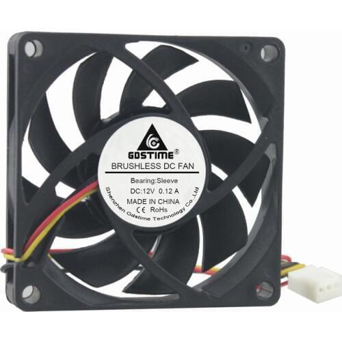 Gdstime 5 Pcs 70mm x 15mm DC 12V Brushless 12Volt 3Pin PC Cooler Cooling Fan 70x70x15mm 7015