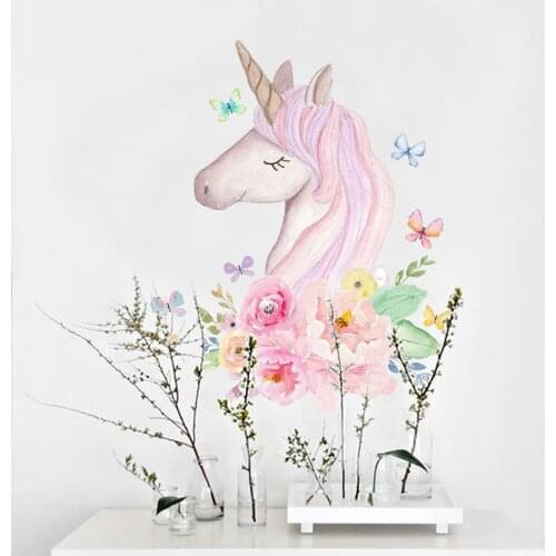 Creative Cartoon Pink Unicorn Personality Wall Stickersfor Girls Room Wall Kids Room Window Nordic Ins on The Wall Home Decor