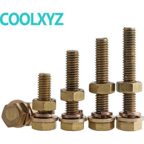 Brass Outer Hexagon Bolt Screw Nut Flat Pad Set Extended Screw M10M12 2PCS