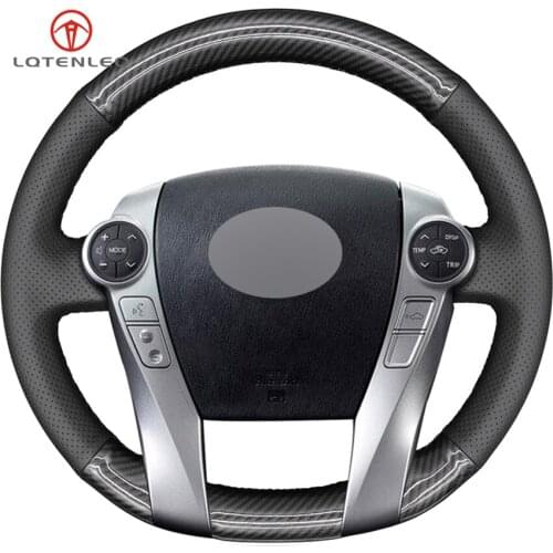 LQTENLEO Black Leather Carbon Fiber Steering Wheel Cover For Toyota Prius 30(XW30) 2009-2015 Prius C(US) V(US) 2012-2017 Aqua