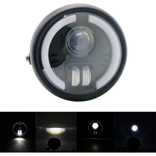 Motorcycle Cafe Racer Bobber 6.5 Inch Led Headlight Amber White with Mount Bracket