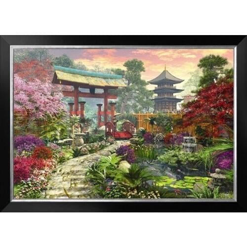 Living Room Beautiful garden scenery Scenic Needlework 14CT Counted Unprinted DIY Cross Stitch Kits Handmade Arts Wall Decor