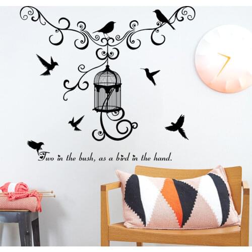 Bird Cage Silhouette Living Room Bedroom Hallway TV Background Decoration Removable Waterproof Environmental Wall Sticker