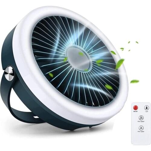 Desk Fan, USB Rechargeable Portable Fan, Camping Fan with Adjustable Ring LED Lights for Bedroom, Home, Office