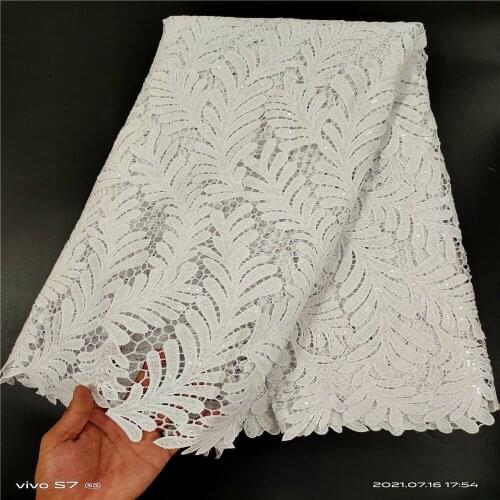 Latest Nigerian Lace Fabrics Fashion Women African Guipure Lace Cotton Swiss Embroidery Cord Fabrics For Wedding 35meijin
