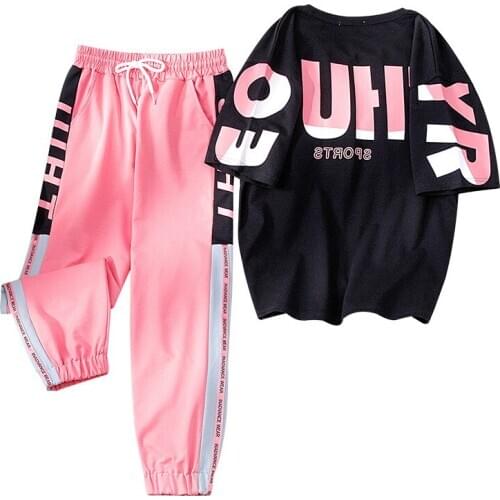 2021 Fashion New Women Clothes Tracksuit Two Piece Set Spring Casual Sportswear Ins Suit O-neck Printing T shirt+Harem Pants