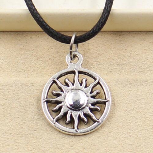 New Durable Black Faux Leather Sun Cord Choker Charm DIY Necklace Pendant Retro Boho Tibetan Silver Color